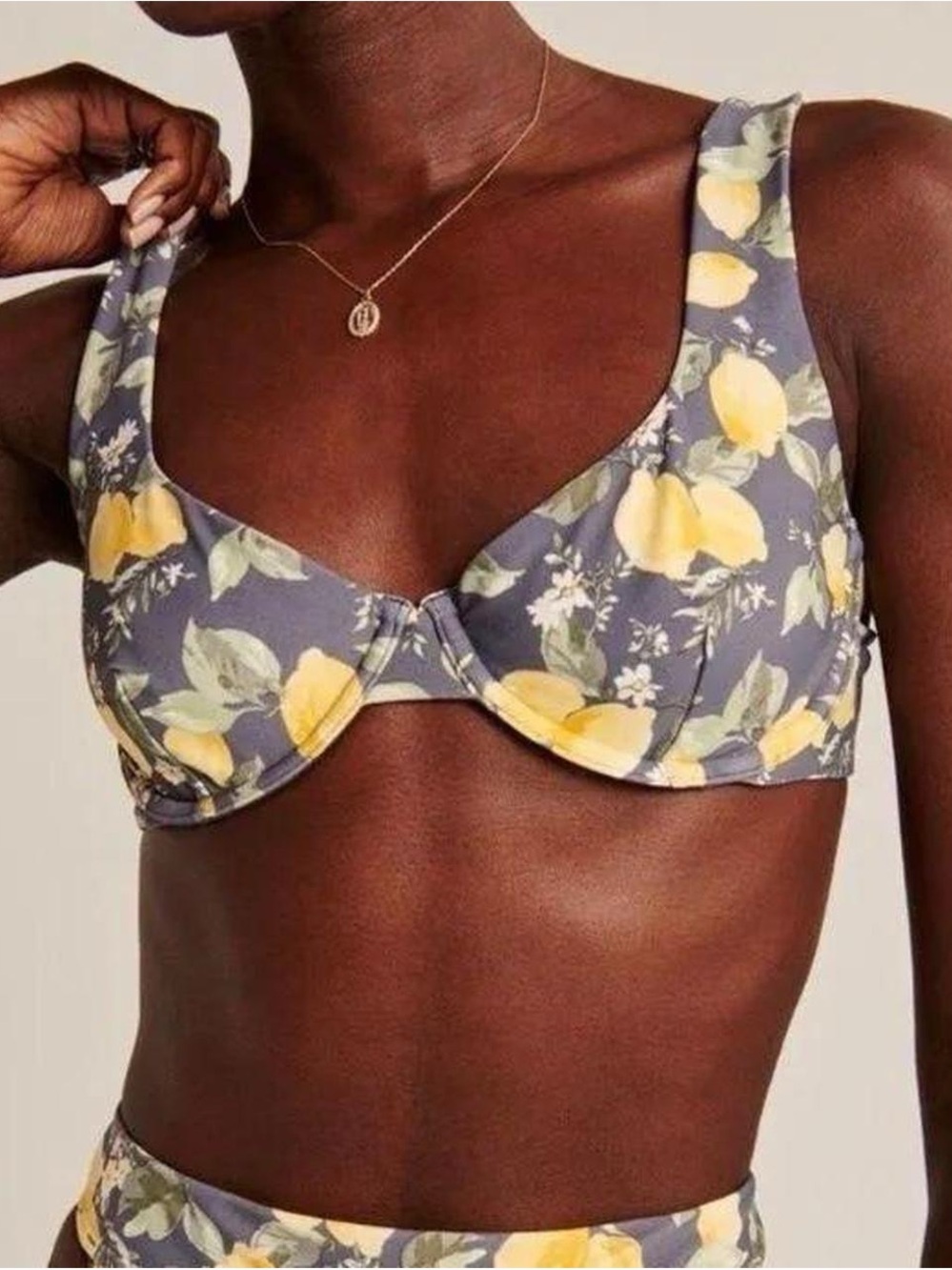 Abercrombie & Fitch Lemon Floral Underwire Bikini Top - Yellow & Gray